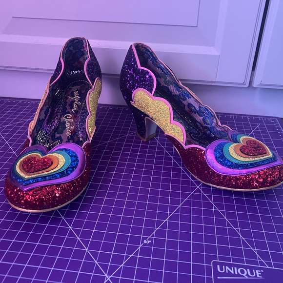 Irregular choice "Rainbow of Love" kitten glitter low heels size 11 women - Picture 3 of 4